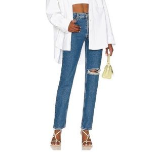 Free People The Lasso Straight Leg Jeans Denim Distressed Blue